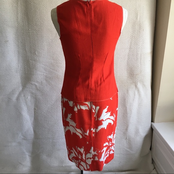 Prada S Vintage 2 Piece Set Red Top Skirt Dress - Picture 3 of 8
